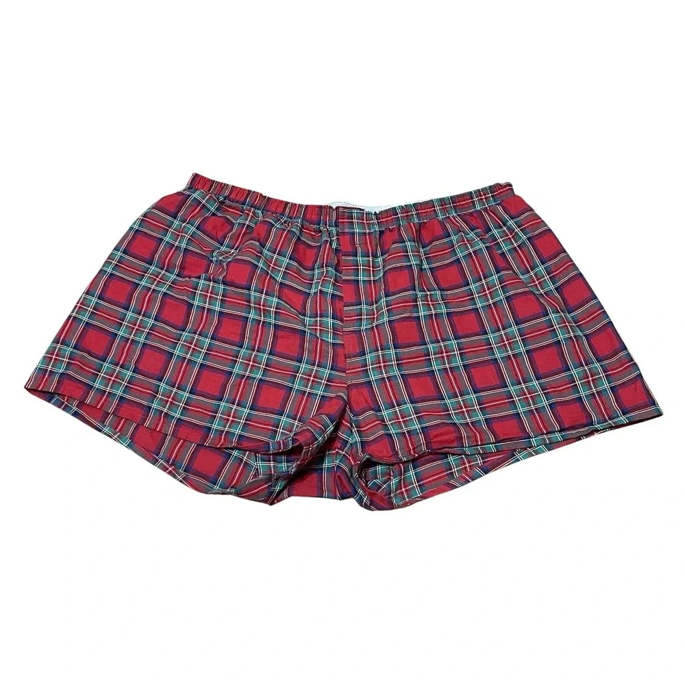VTG Hanes Cotton‎ Full Cut Boxer Short Mens 2XL Boxers Comfort Flex Red Plaid